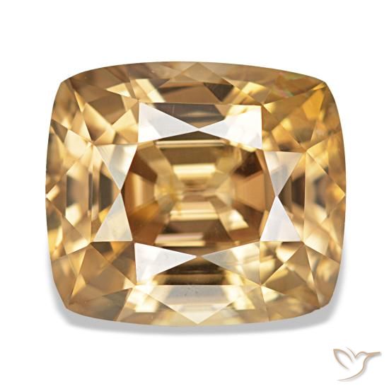 Zircone naturale dorato da 7,41 ct, taglio a cuscino, VVS-VS