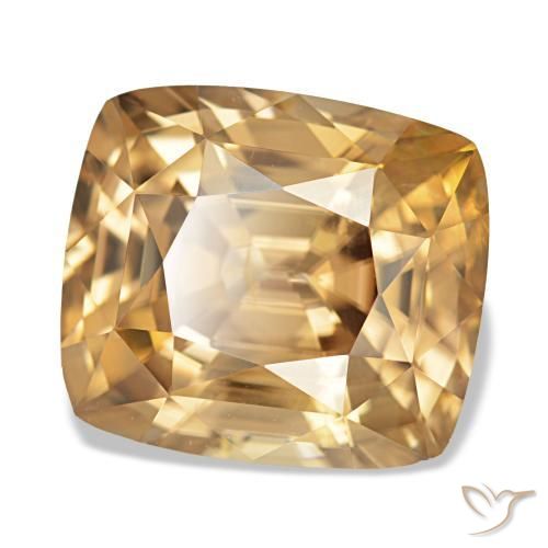 Zircone naturale dorato da 7,41 ct, taglio a cuscino, VVS-VS